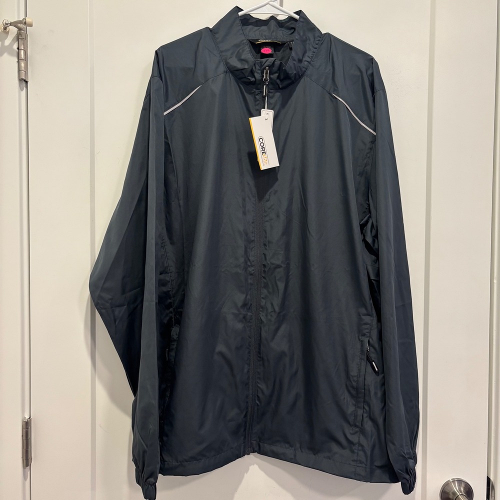 NWT Core‎ 365 Mens Navy Blue Windbreaker Jacket Full Zip Reflective Tall XL